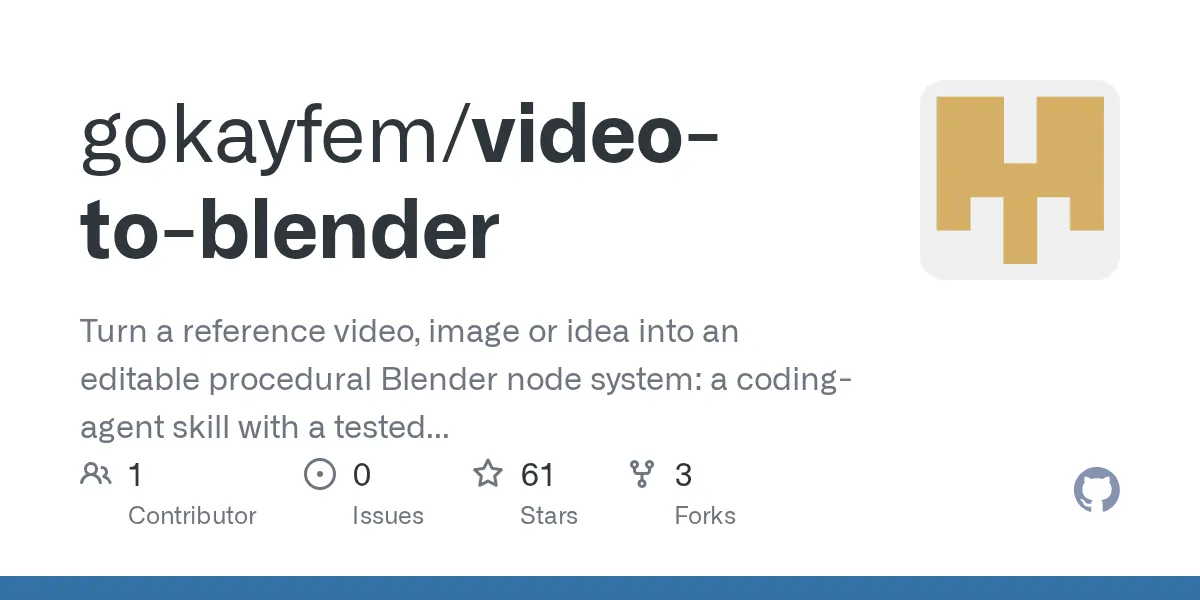 Open-source Blender skill packs let agents build node graphs and export to engines