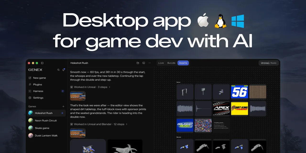 Genex releases open-source desktop app that runs AI agents as a game-dev team