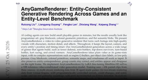 AnyGameRenderer model repaints gray-box gameplay footage into polished visuals