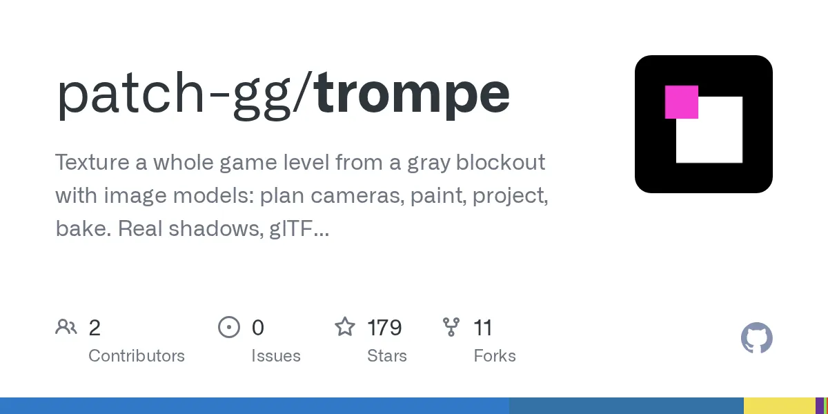 Open-source tool trompe paints a gray game blockout into a textured level